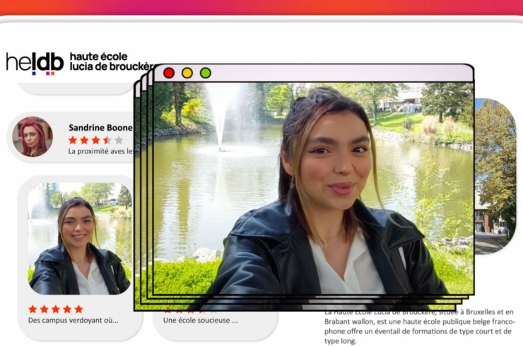 Extrait de la vidéo de présentation de la Haute Ecole Lucia de Brouckère réalisée par l'agence Braconnier et qui met en scène les étudiants de l'école