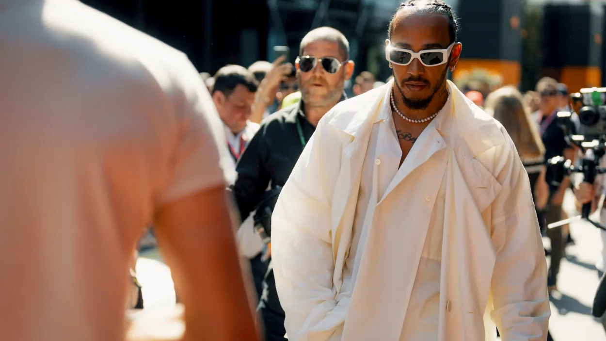 Lewis Hamilton in the paddock of Spa Grand Prix 2024
